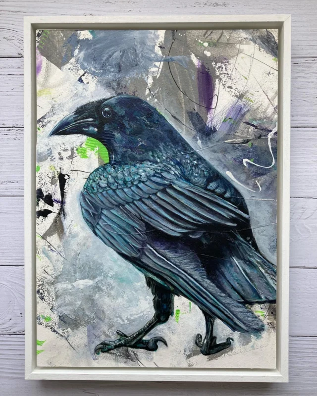 ‘Seen,’ the final painting from ‘A Reverence of Ravens’ series.Delving into the fascinating symbolism of Ravens, I’ve come across a number of fascinating perspectives that seemed to strike a chord with me. It’s not all about the loss and despair of Edgar Allan Poe’s, famous The Raven. Seeing a Raven…could mean,…It’s time to embrace the unknown …The spiritual realm is sending you a clear message…You’re ready to heal…You’re about to experience a major changeAccording to Gold, seeing a raven is a reminder that you can’t separate the light from the dark. https://www.mindbodygreen.com/articles/raven-symbolism#:~:text=According%20to%20astrologer%20and%20spirituality,the%20gods%2C”%20she%20says. Life seems full of paradoxes; day doesn’t exist without night, happiness is amplified when you’ve experienced utter sadness and calm follows a storm. Ravens for me are the epitome of contradictions.Tell me: What do you see when you look at the Raven?‘A Reverence of Ravens’, at the Southern Nature Art Exhibition at Rookesbury Park, Wickham, near Fareham, Hants, PO17 6HT.  23rd - 26th August 2024. 10 am - 5pm. Entry £2.50. #artinhampshire #hampshireopenstudios #thingstodoinhampshire #hampshireopenstudios2024 #rookesburyparkevents #artexhibitioninhampshire #natureartist #southernnatureartexhibition #wildlifeexhibitions #wildlifeartists #supportingartists #wildlifeart #mixedmediaartist